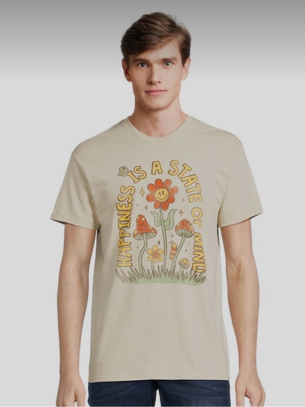 Vintage Style “DOM” Happiness Is a State of Mind Mushroom Graphic Tee Size L